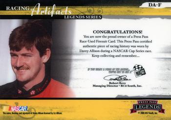 2006 Press Pass Legends - Racing Artifacts Firesuit Bronze #DA-F Davey Allison Back