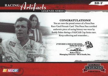 2006 Press Pass Legends - Racing Artifacts Firesuit Gold #BB-F Buddy Baker Back