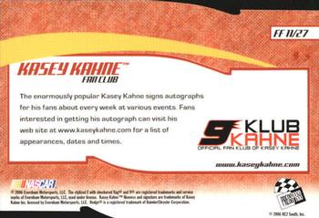 2006 Press Pass Optima - Fan Favorite #FF 11 Kasey Kahne Back
