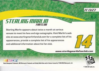 2006 Press Pass Optima - Fan Favorite #FF 13 Sterling Marlin Back