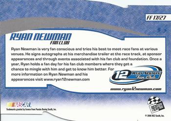 2006 Press Pass Optima - Fan Favorite #FF 17 Ryan Newman Back