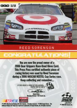2006 Press Pass Stealth - Gear Grippers Drivers #GGD 11 Reed Sorenson Back