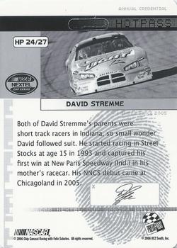 2006 Press Pass Stealth - Hot Pass #HP 24 David Stremme Back