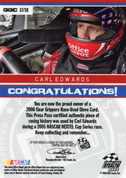 2006 Press Pass Stealth - Gear Grippers Cars #GGC 17 Carl Edwards Back
