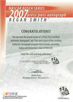 2007 Press Pass - Autographs #NNO Regan Smith Back
