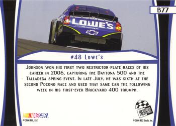 2007 Press Pass - Blue #B77 Jimmie Johnson's Car Back