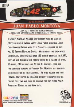 2007 Press Pass - Blue #B119 Juan Pablo Montoya Back