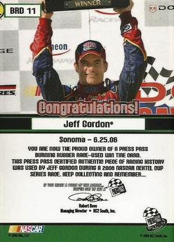 2007 Press Pass - Burning Rubber Drivers #BRD 11 Jeff Gordon Back