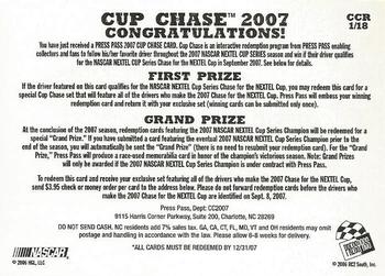 2007 Press Pass - Cup Chase #CCR 1 Jeff Gordon Back