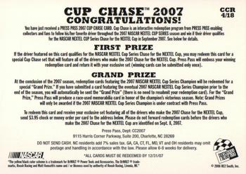 2007 Press Pass - Cup Chase #CCR 4 Matt Kenseth Back
