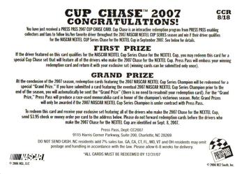 2007 Press Pass - Cup Chase #CCR 8 Jimmie Johnson Back
