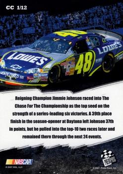 2007 Press Pass - Cup Chase Prizes #CC 1 Jimmie Johnson Back