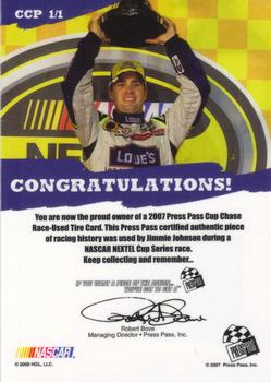 2007 Press Pass - Cup Chase Prizes #CCP 1 Jimmie Johnson Back