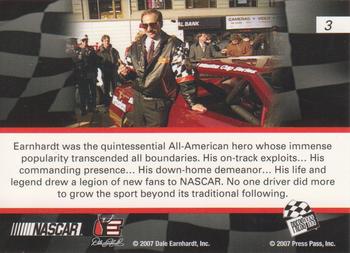 2007 Press Pass - Dale The Movie #3 Dale Earnhardt/Legendary Racer Back