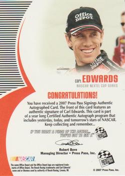 2007 Press Pass - Signings #NNO Carl Edwards Back