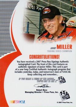 2007 Press Pass - Signings #NNO Junior Miller Back