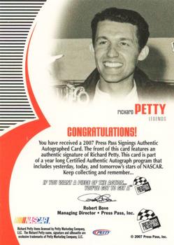 2007 Press Pass - Signings #NNO Richard Petty Back