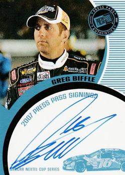2007 Press Pass - Signings Blue #NNO Greg Biffle Front