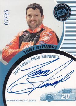 2007 Press Pass - Signings Blue #NNO Tony Stewart Front