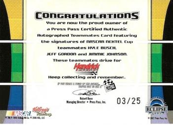 2007 Press Pass Eclipse - Teammates Autographs #7 Kyle Busch / Jeff Gordon / Jimmie Johnson Back
