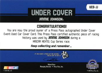 2007 Press Pass Eclipse - Under Cover Autographs #UCS-JJ Jimmie Johnson Back