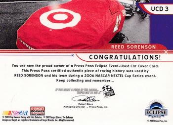 2007 Press Pass Eclipse - Under Cover Drivers NASCAR #UCD 3 Reed Sorenson Back