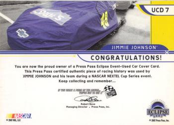 2007 Press Pass Eclipse - Under Cover Drivers NASCAR #UCD 7 Jimmie Johnson Back