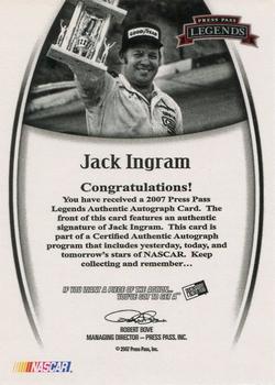 2007 Press Pass Legends - Autographs Black #NNO Jack Ingram Back