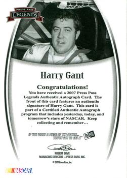 2007 Press Pass Legends - Autographs Blue #NNO Harry Gant Back