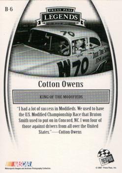 2007 Press Pass Legends - Blue #B-6 Cotton Owens Back