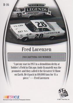 2007 Press Pass Legends - Blue #B-16 Fred Lorenzen Back