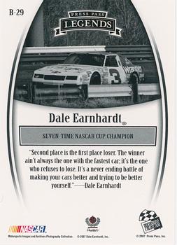 2007 Press Pass Legends - Blue #B-29 Dale Earnhardt Back