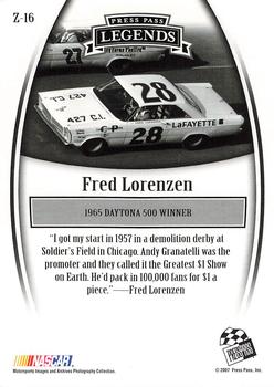 2007 Press Pass Legends - Bronze #Z-16 Fred Lorenzen Back