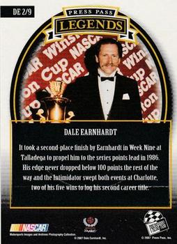 2007 Press Pass Legends - Dale Earnhardt Silver #DE 2 Dale Earnhardt Back