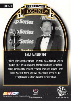 2007 Press Pass Legends - Dale Earnhardt Silver #DE 4 Dale Earnhardt Back
