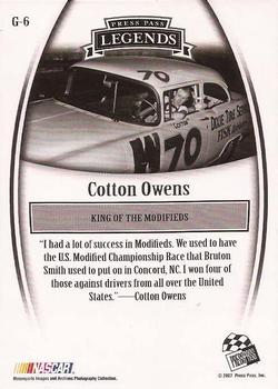 2007 Press Pass Legends - Gold #G-6 Cotton Owens Back