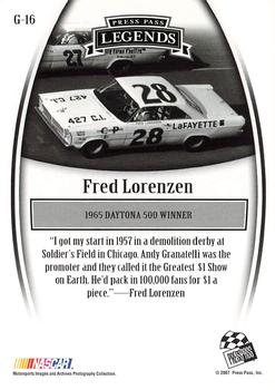 2007 Press Pass Legends - Gold #G-16 Fred Lorenzen Back