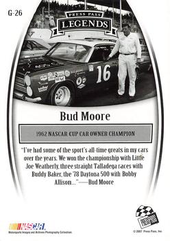 2007 Press Pass Legends - Gold #G-26 Bud Moore Back