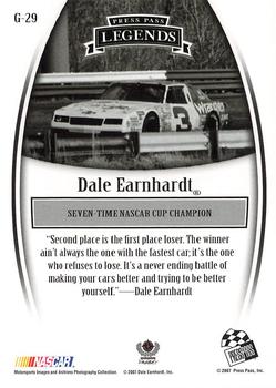 2007 Press Pass Legends - Gold #G-29 Dale Earnhardt Back