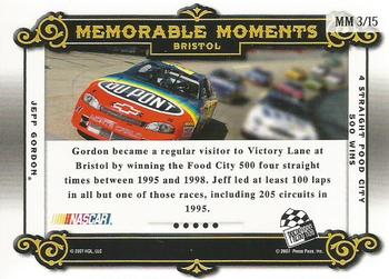 2007 Press Pass Legends - Memorable Moments Silver #MM 3 Jeff Gordon Back