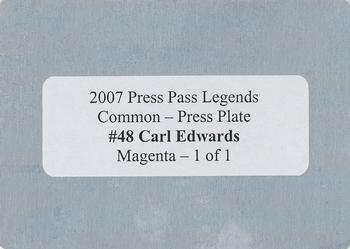2007 Press Pass Legends - Press Plates Magenta #48 Carl Edwards Back