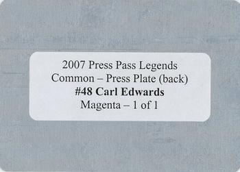 2007 Press Pass Legends - Press Plates Magenta Backs #48 Carl Edwards Back