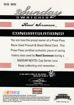 2007 Press Pass Legends - Sunday Swatches Bronze #SS RS Reed Sorenson Back