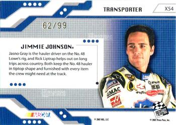 2007 Press Pass Stealth - Chrome Exclusives #X54 Jimmie Johnson's Rig Back
