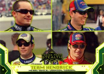 2007 Press Pass Stealth - Chrome Exclusives #X72 Casey Mears / Kyle Busch / Jimmie Johnson / Jeff Gordon Front