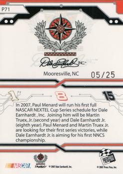 2007 Press Pass Stealth - Chrome Platinum #P71 Martin Truex Jr. / Dale Earnhardt Jr. / Paul Menard Back