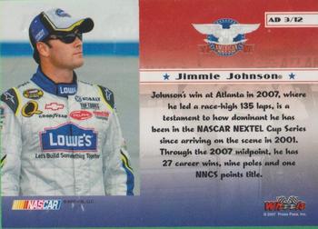2007 Wheels American Thunder - American Dreams Gold #AD 3 Jimmie Johnson Back