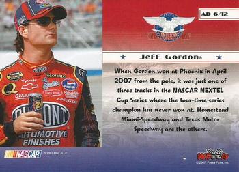 2007 Wheels American Thunder - American Dreams Gold #AD 6 Jeff Gordon Back