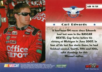 2007 Wheels American Thunder - American Dreams Gold #AD 9 Carl Edwards Back