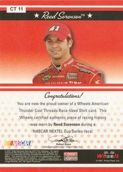 2007 Wheels American Thunder - Cool Threads #CT 11 Reed Sorenson Back